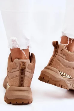 Damskie Wysokie Buty Sportowe Memory Foam System Big Star KK274355 Beżowe