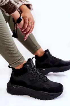 Damskie Wysokie Buty Sportowe Memory Foam System Big Star KK274356 Czarne