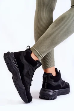 Damskie Wysokie Buty Sportowe Memory Foam System Big Star KK274356 Czarne