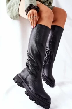 Damskie Wysokie Kozaki Czarne Little Bit