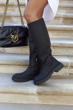 Damskie Wysokie Kozaki Czarne Whats Going On