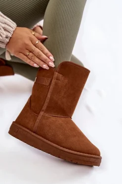 Damskie Wysokie Śniegowce Big Star KK274616 Brązowe