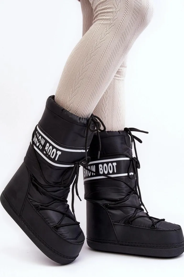 Damskie Wysokie Śniegowce Czarne Venila