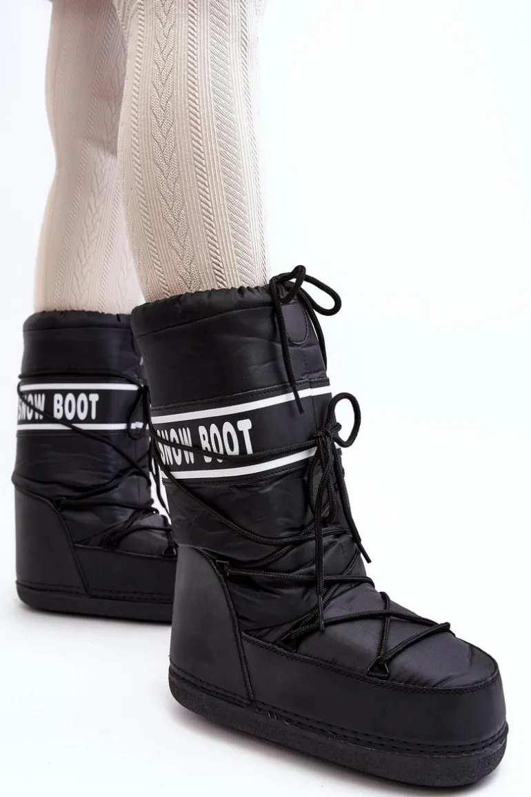 Damskie Wysokie Śniegowce Czarne Venila