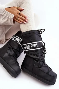 Damskie Wysokie Śniegowce Czarne Venila