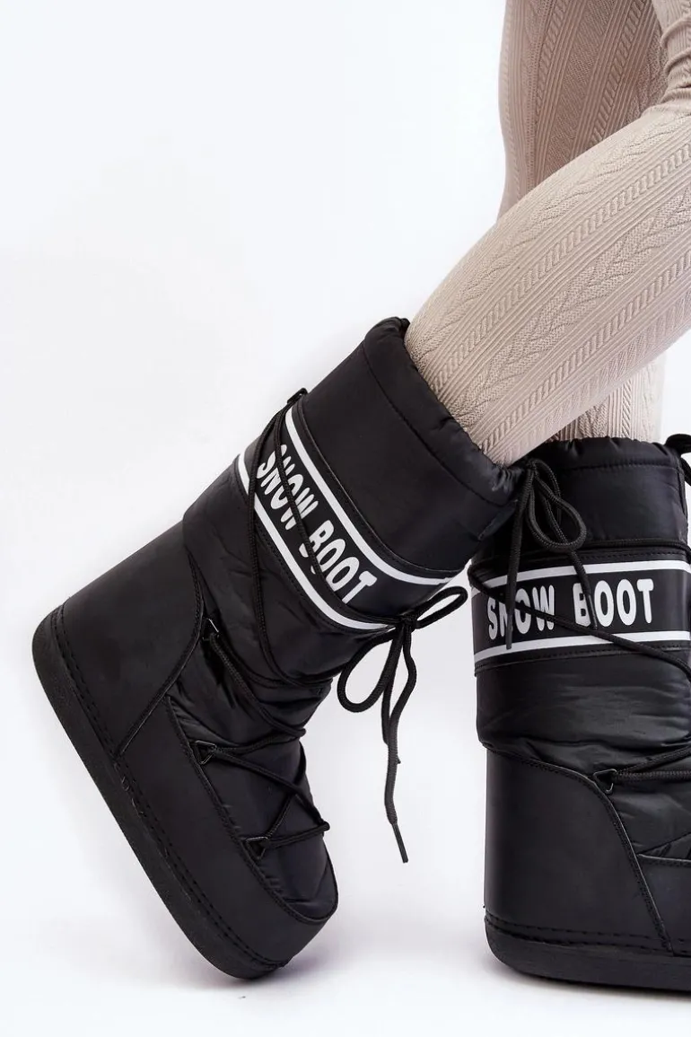 Damskie Wysokie Śniegowce Czarne Venila
