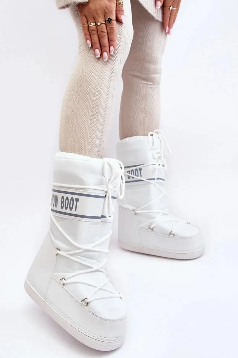 Damskie Wysokie Śniegowce Białe Venila