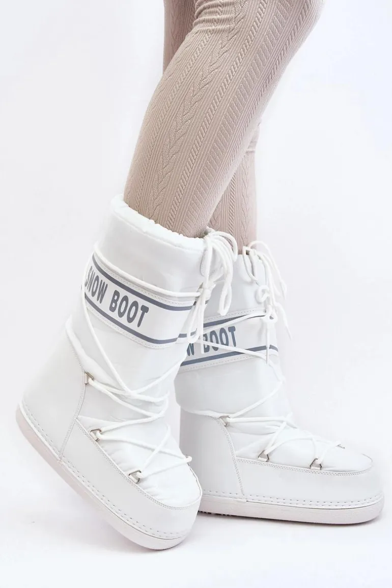 Damskie Wysokie Śniegowce Białe Venila