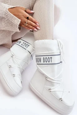 Damskie Wysokie Śniegowce Białe Venila