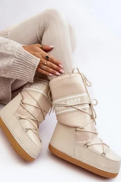 Damskie Wysokie Śniegowce Beżowe Venila