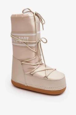 Damskie Wysokie Śniegowce Beżowe Venila