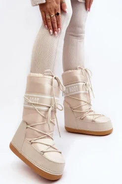 Damskie Wysokie Śniegowce Beżowe Venila