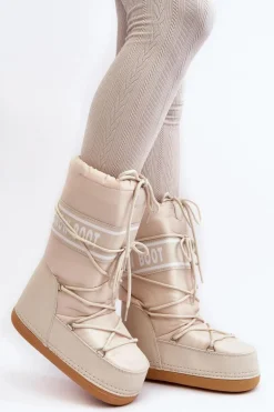 Damskie Wysokie Śniegowce Beżowe Venila