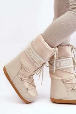 Damskie Wysokie Śniegowce Beżowe Venila