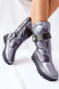 Damskie Wysokie Śniegowce Ocieplane Szare Eunousa