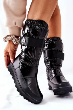 Damskie Wysokie Śniegowce Ocieplane Czarne Eunousa