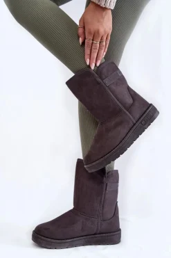 Damskie Wysokie Śniegowce Big Star KK274619 Szare