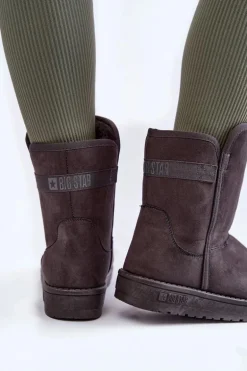 Damskie Wysokie Śniegowce Big Star KK274619 Szare