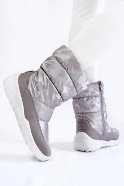 Damskie Wysokie Śniegowce Big Star KK274600 Szare