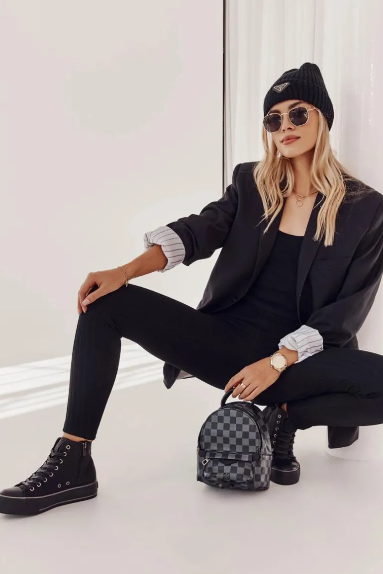 Damskie Wysokie Ocieplane Trampki Big Star KK274173 Czarne