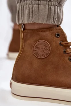 Damskie Wysokie Ocieplane Trampki Big Star KK274171 Brązowe