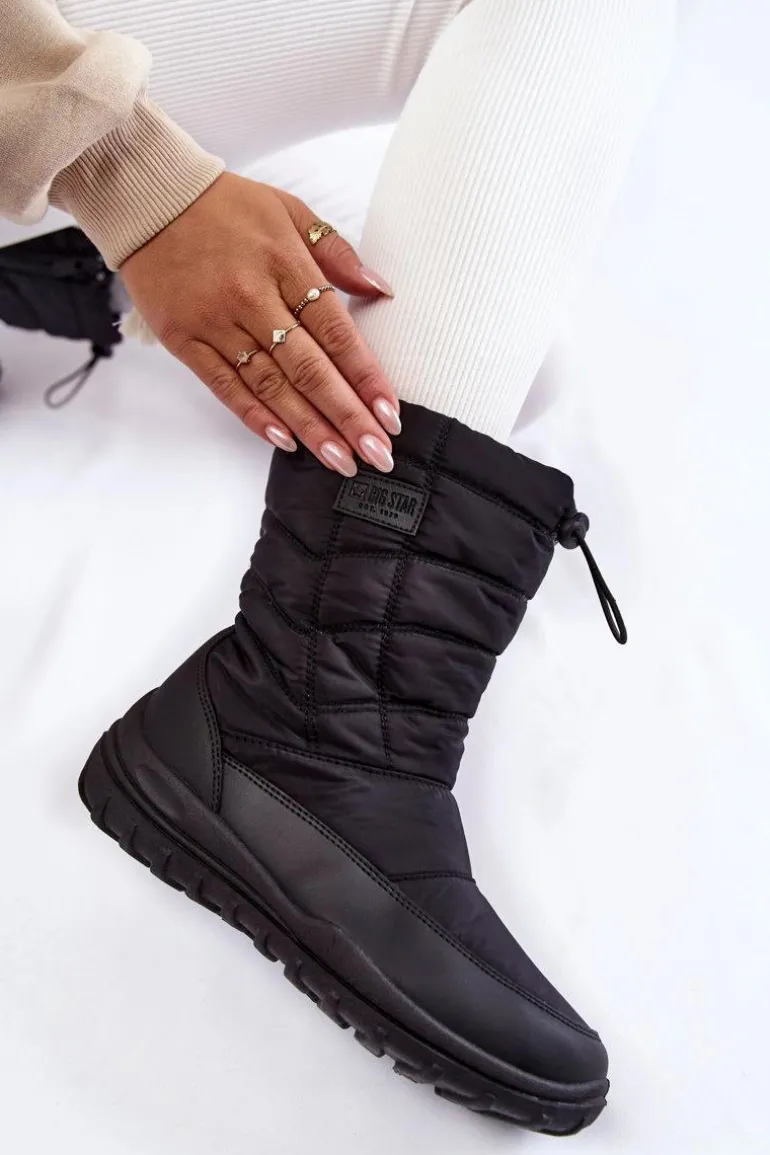 Damskie Wysokie Ocieplane Śniegowce Big Star KK274599 Czarne