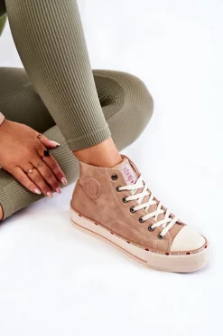 Damskie Wysokie Ocieplane Trampki Cross Jeans KK2R4045C Beżowe
