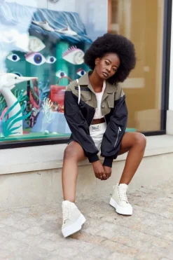 Damskie Wysokie Tenisówki Na Platformie Beżowe Manhattan