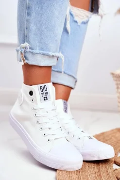 Damskie Wysokie Trampki Big Star FF274A171 Białe