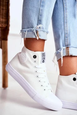 Damskie Wysokie Trampki Big Star FF274A171 Białe