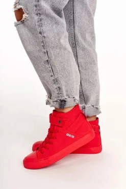 Damskie Wysokie Trampki Big Star FF274580 Czerwone