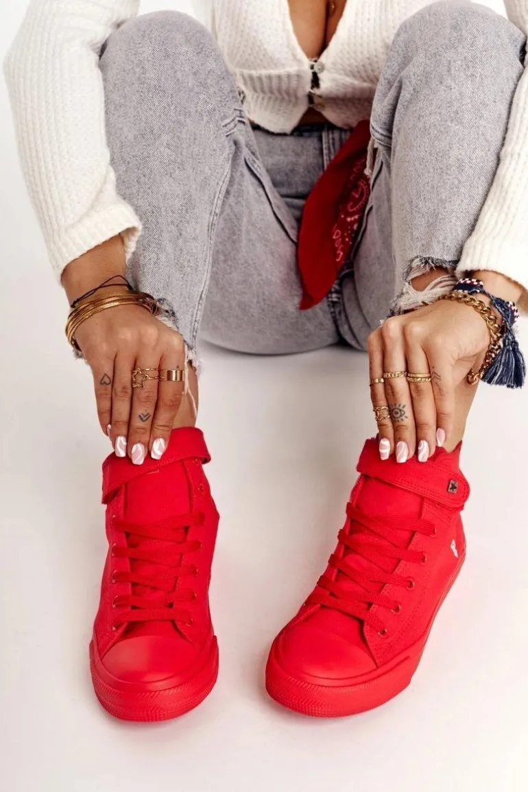 Damskie Wysokie Trampki Big Star FF274580 Czerwone