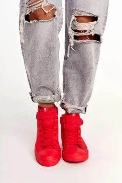 Damskie Wysokie Trampki Big Star FF274580 Czerwone