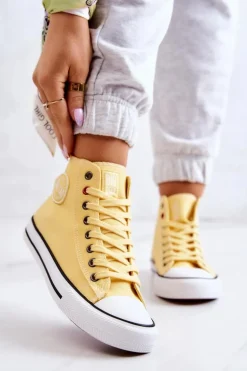 Damskie Wysokie Trampki Big Star JJ274207 Żółte