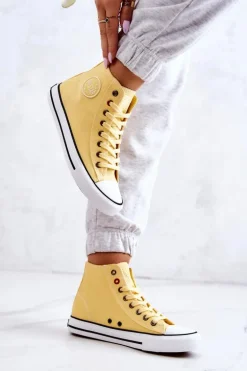 Damskie Wysokie Trampki Big Star JJ274207 Żółte