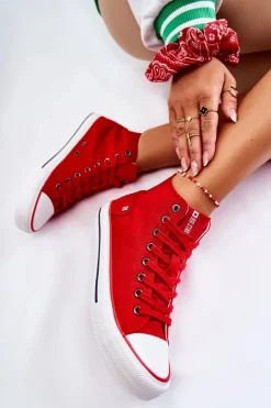 Damskie Wysokie Trampki Big Star DD274334 Czerwone