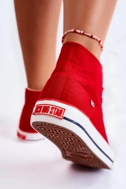 Damskie Wysokie Trampki Big Star DD274334 Czerwone