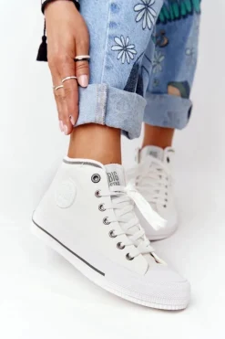 Damskie Wysokie Trampki Big Star HH274149 Białe