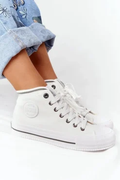 Damskie Wysokie Trampki Big Star HH274149 Białe