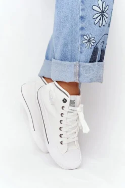 Damskie Wysokie Trampki Big Star HH274149 Białe