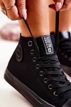 Damskie Wysokie Trampki Big Star FF274A170 Czarne