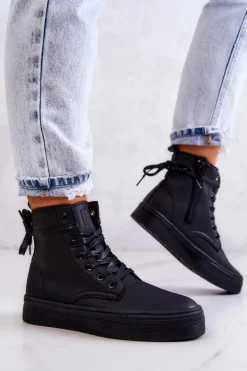 Damskie Wysokie Trampki BIG STAR II274096 Czarne