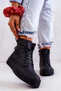 Damskie Wysokie Trampki BIG STAR II274096 Czarne