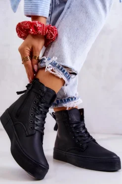 Damskie Wysokie Trampki BIG STAR II274096 Czarne