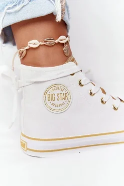 Damskie Wysokie Trampki Big Star HH274450 Białe