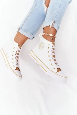 Damskie Wysokie Trampki Big Star HH274450 Białe