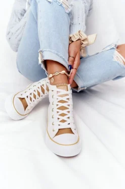 Damskie Wysokie Trampki Big Star HH274450 Białe