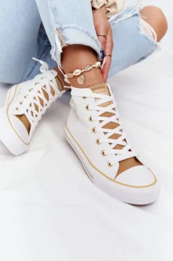 Damskie Wysokie Trampki Big Star HH274450 Białe