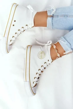 Damskie Wysokie Trampki Big Star HH274450 Białe