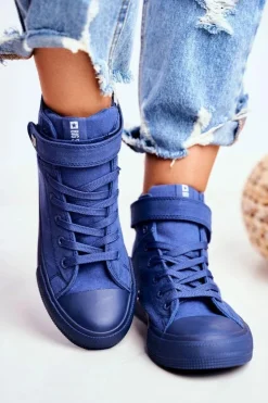 Damskie Wysokie Trampki Big Star FF274584 Niebieskie